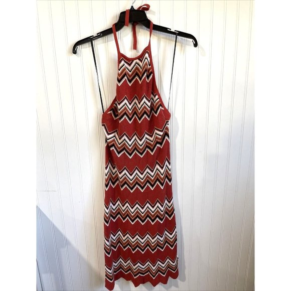 Forever 21 Halter Dress Womens Medium Knit Bohemian Knee Length Retro 70's Vibe‎ - Picture 1 of 7